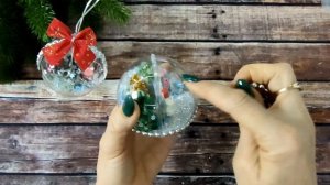 Новогодняя поделка Самые простые Елочные игрушки из прозрачных пластиковых шаров \Master diy