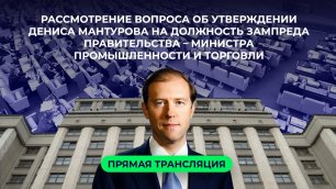 Рассмотрение вопроса об утверждении Дениса Мантурова на должность вице-премьера