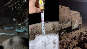 Камчатку засыпало пеплом. Из-за огромного облака дыма не видно солнца. Шивелуч продолжает извержение