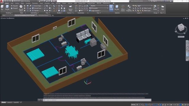 How to insert 3D object in Autocad, Furniture Blocks for Beginners. смотреть онлайн