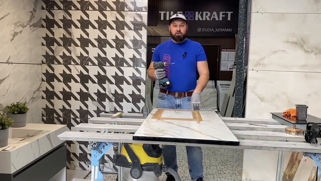 Как установить накладную варочную поверхность и блок розеток в столешницу из керамогранита смотреть онлайн