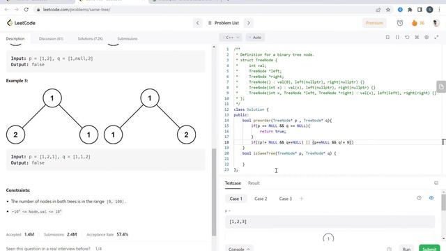 100. Same Tree   LEETCODE   SOLUTION || Problem of the day
