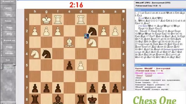 Мастер Васильев устраивает разгром в 1...Кс6! и добивается рейтинга 3260!!!