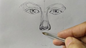 Рисуем лицо.Набросок ручкой.