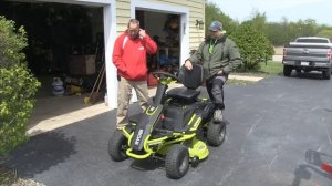 RYOBI RM480E Battery Electric Riding Mower - In Action