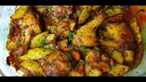 Курица с картошкой запечённая в духовке, цыганка готовит. Курица с овощами. Gipsy cuisine.