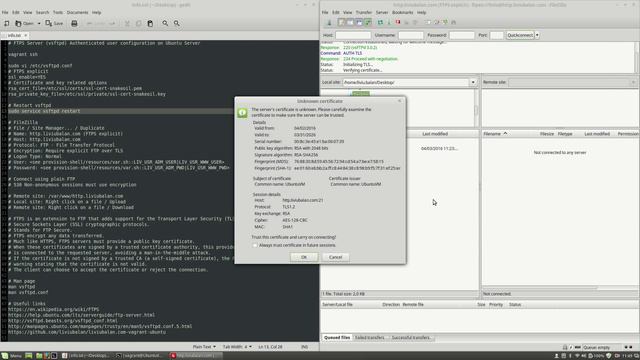 FTPS Server (vsftpd) Authenticated user configuration on Ubuntu Server #126