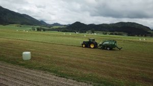 Chris Van den Broek baling lucerne. Galatea, New Zealand. 02-12-19