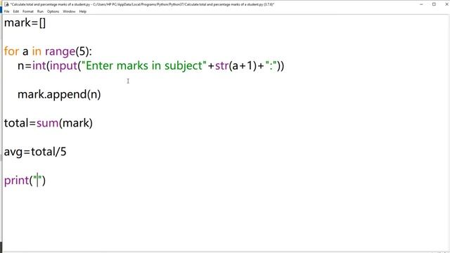 Program to calculate total and percentage marks of students|Python Programming смотреть онлайн