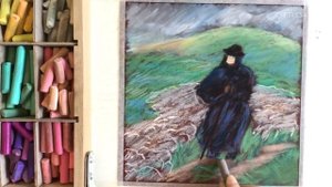 ?️Не спеша рисую картину с дождем сухой пастелью на наждачке ? Петербургская пастель ?Pastel