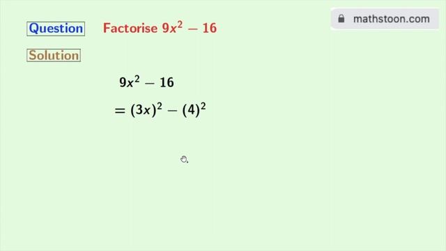 Factorise 9x^2-16 || Factor 9x2-16