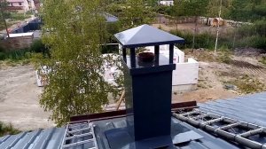 Гильзование дымохода. Колпак на крыше.