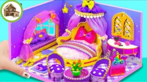 Роскошный миниатюрный домик фиолетовыми королевскоми комнатами из картона /196