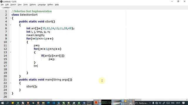 Java - Selection Sort Practical Implementation