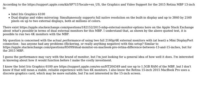 Apple: MacBook Pro (Retina, 13-inch, Early 2015) Dual External Monitor Performance смотреть онлайн