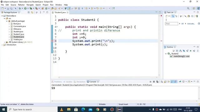 Java beginner tutorial #7|| Dofference between print and println