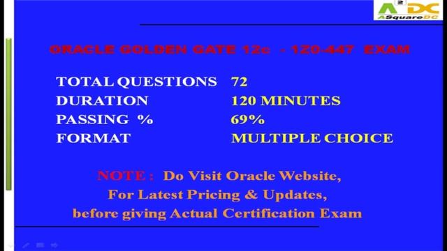 ORACLE GOLDENGATE 12c CERTIFICATION SAMPLE TEST 1Z0-447 смотреть онлайн
