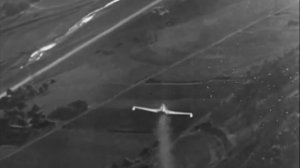 Lockheed F-80 Shooting Stars attacking ground targets in Korea with gunfire and napalm in 1951