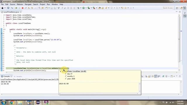 How to use atDate method of Java 8 LocalTime Class? | Java 8 Date and Time