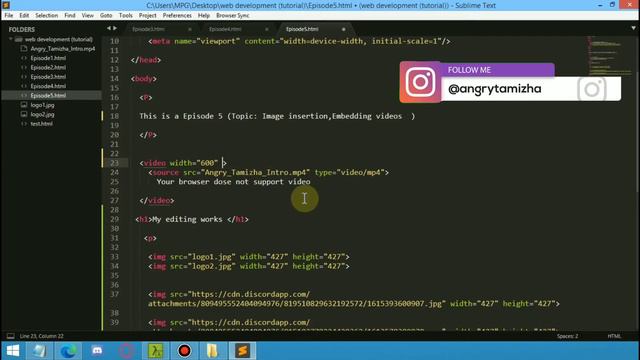 #5 image and videos in HTML | HTML Tutorial for Beginners in Tamil |#AngryTamizha |#web_development