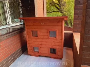 Зимний двухэтажный домик для кошек "Барс". Теплая будка для кошек купить у производителя