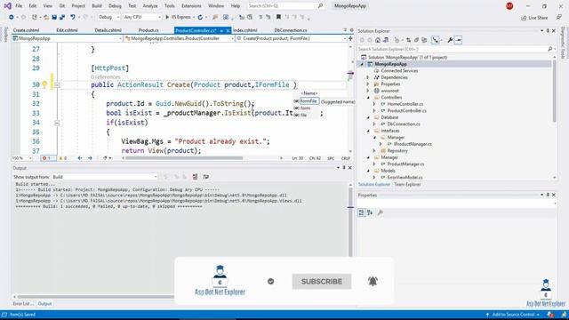 Save image into MongoDB database using Asp.Net Core MVC 5 with Repository Pattern | File upload