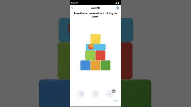 Easy game level 246 Take the red cube without ruining the tower walkthrough
