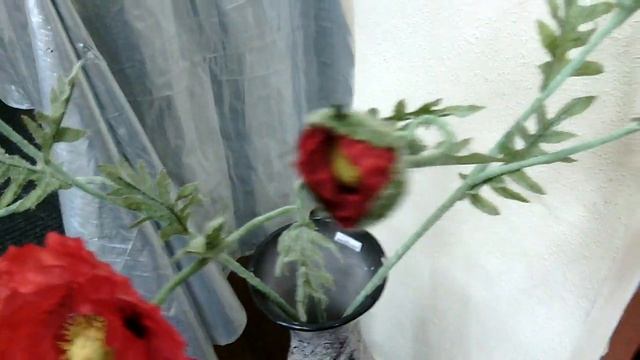 Искусственные маки больших размеров в вазе. Декоративные цветы - не живые маки смотреть онлайн