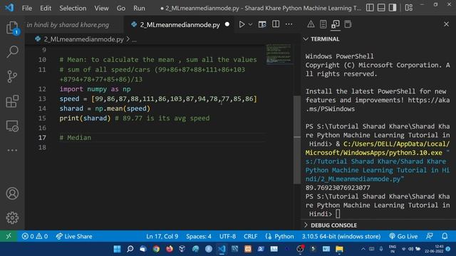 Machine Learning - Mean Median Mode || Python Machine Learning Tutorial in Hindi (with Notes) #2