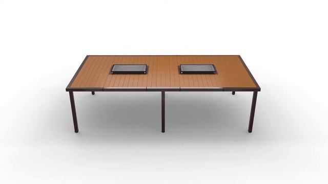 Стол с встроенным угольным грилем от BestPatio на 8 человек. Цвет - орех. смотреть онлайн