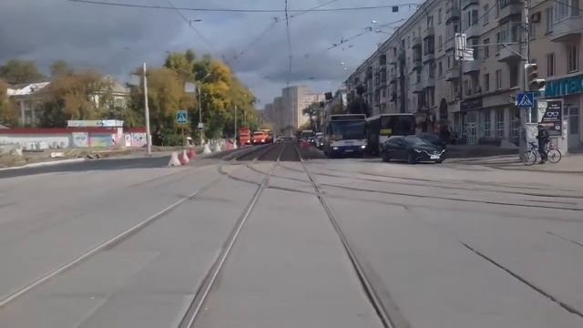 Пермь. Трамвай на участке Разгуляй - улица Розалии Землячки. смотреть онлайн