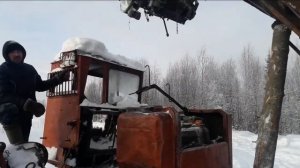 ТДТ-55, экстремальное снятие двигателя в полевых условиях. Прикол