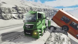 Автобусы против грузовиков - BeamNG. Drive