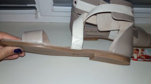 Босоножки YOUR STEP 10-3 кожа темный беж + св-беж смотреть онлайн