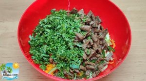 Салат из фунчозы с говядиной по корейски