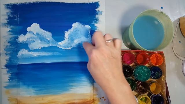Как нарисовать морской пейзаж без карандаша.