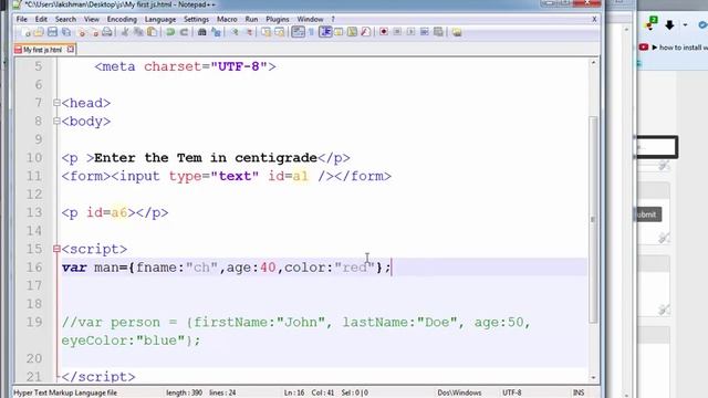 How to Create Objects in Javascript  --   English 16-vlr training
