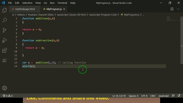 JavaScript Class #10 | Functions or Methods | Create Functions | Use of Functions | Calling Functio