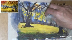 Как нарисовать КРАСИВЫЙ ПЕЙЗАЖ гуашью. "ОСЕНЬ". Поэтапное рисование для начинающих.