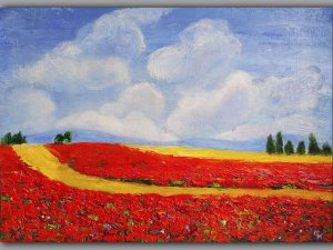 Картина Поле маков. Живопись маслом
