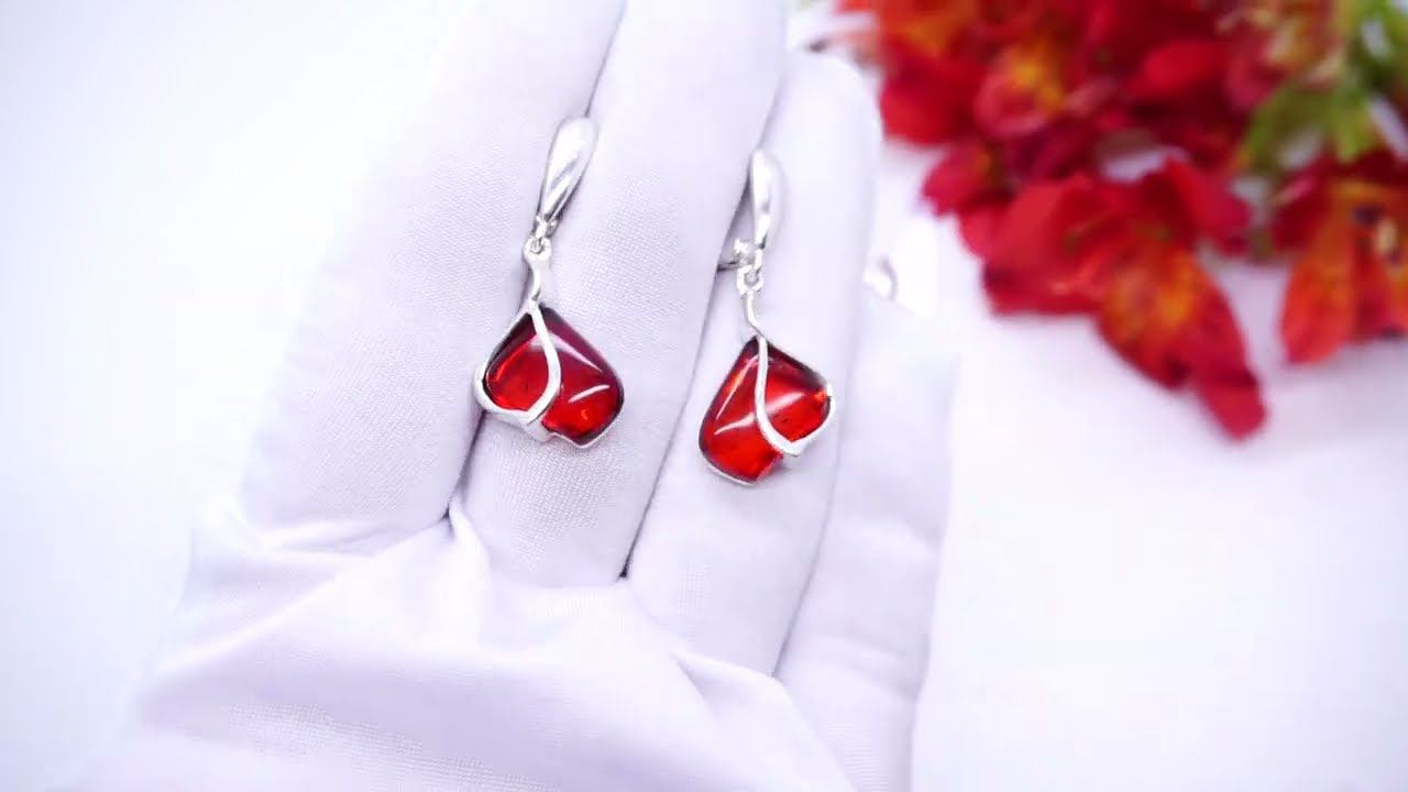 Серьги посеребрение янтарь с подвесками легкие на каждый день недорогие стильные 3807 Хорошие Вещи