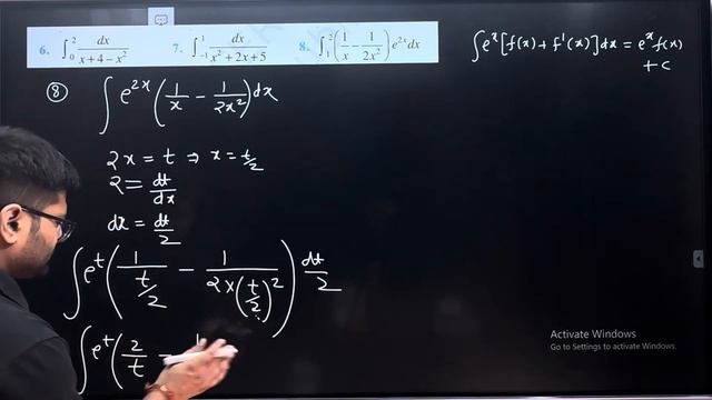 8.Integrals ∫_1^2▒〖(1/x-1/〖2x〗^2 ) e^2x 〗 dx смотреть онлайн
