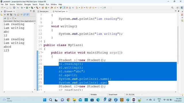 class and objects in java, inheritance in java with code and example