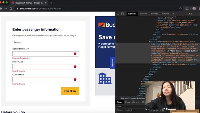 Selenium Python Tutorial: AUTOMATED CHECK-IN for Southwest Flight
