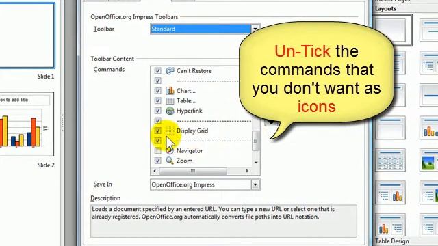 6 2 2 How to display and hide icons in toolbars in OpenOffice