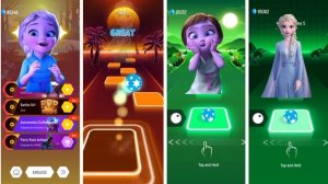 Frozen Elsa & Baby Elsa Vs Frozen Anna & Baby Anna - Tiles Hop EDM! Let It Go!