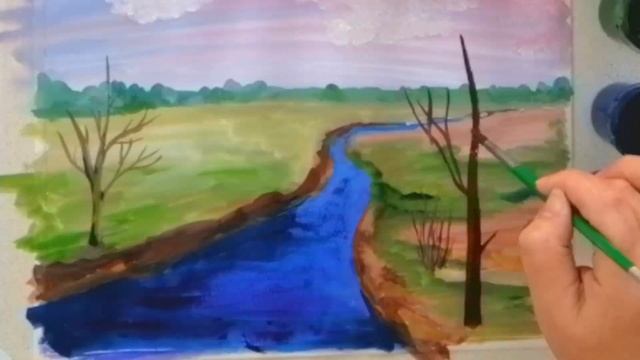 Как просто нарисовать пейзаж Гуашь Рисуем с Любовью Draw with Love