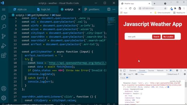 Building weather app using JavaScript