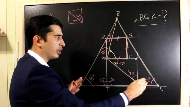 Головоломка №5. Два квадрата в треугольнике. Найти угол. смотреть онлайн
