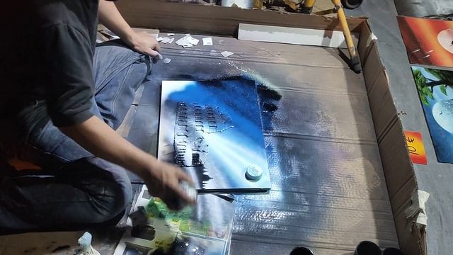 Картина с балончика. Римини. Италия. 2019. Speed Drawing Paint On The Street